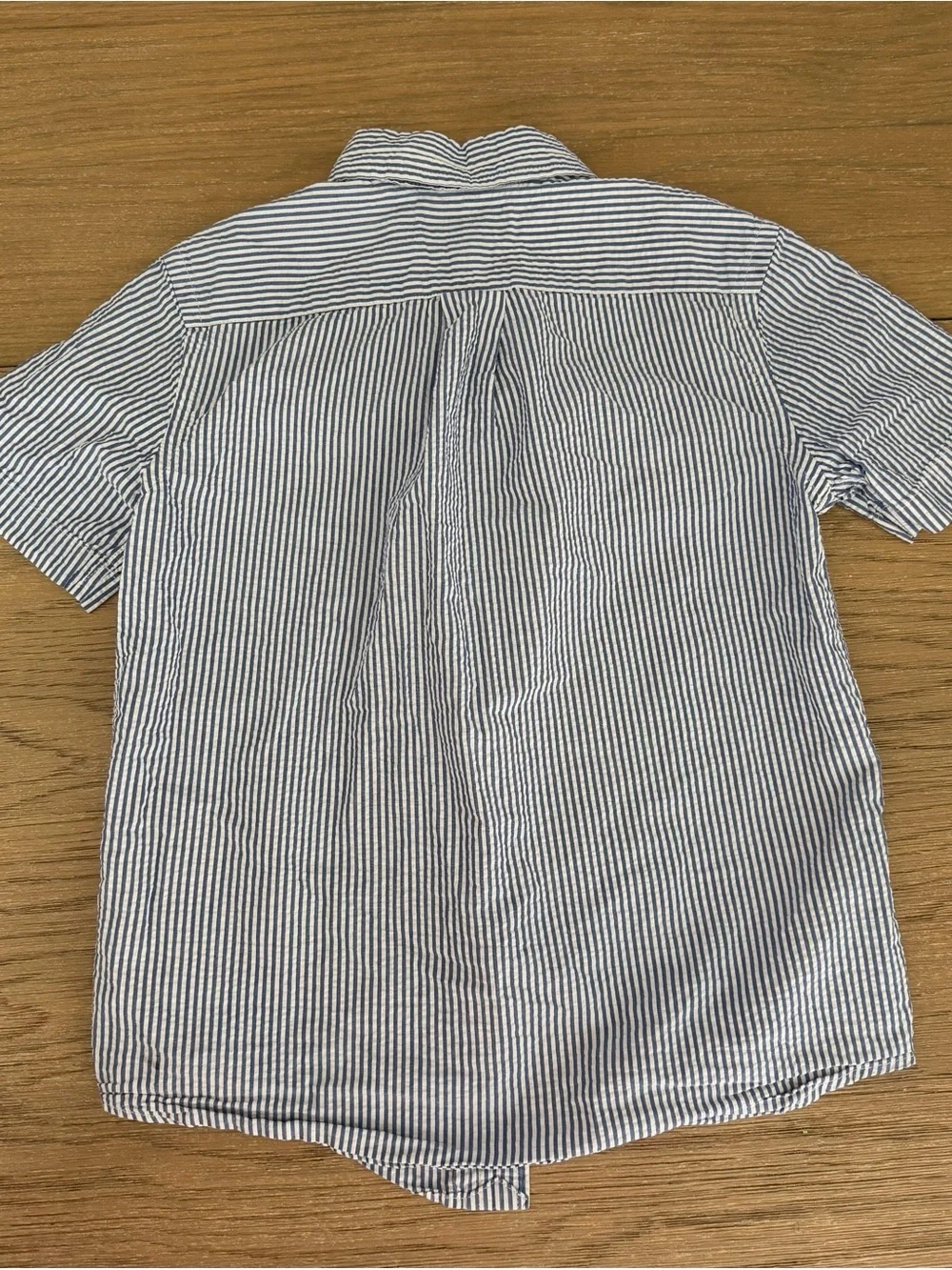 Ralph Lauren Blue and White Striped Short-Sleeve Button-Down Shirt